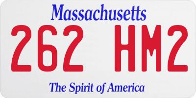 MA license plate 262HM2