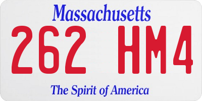 MA license plate 262HM4
