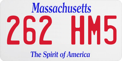 MA license plate 262HM5