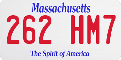 MA license plate 262HM7