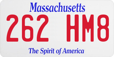 MA license plate 262HM8