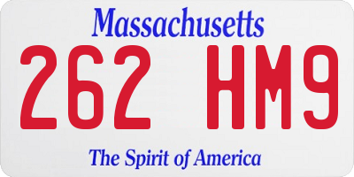 MA license plate 262HM9
