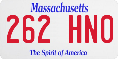 MA license plate 262HN0