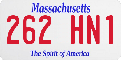 MA license plate 262HN1