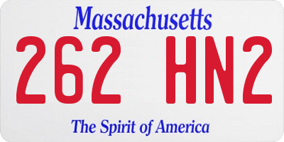MA license plate 262HN2