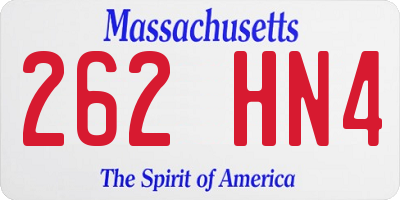 MA license plate 262HN4