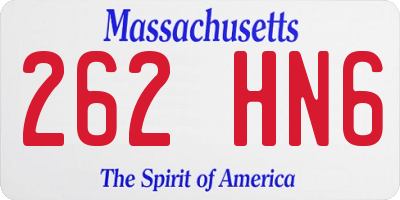MA license plate 262HN6