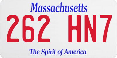 MA license plate 262HN7