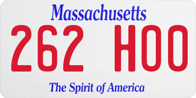MA license plate 262HO0
