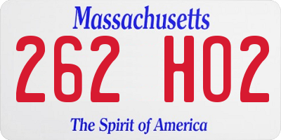 MA license plate 262HO2