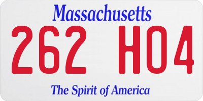 MA license plate 262HO4