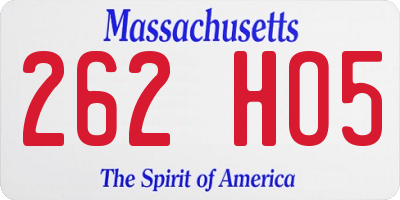 MA license plate 262HO5
