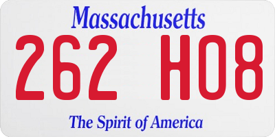 MA license plate 262HO8