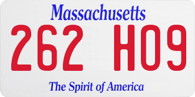 MA license plate 262HO9