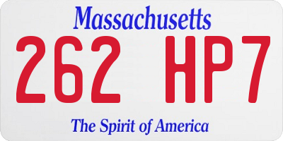 MA license plate 262HP7