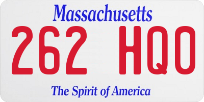 MA license plate 262HQ0