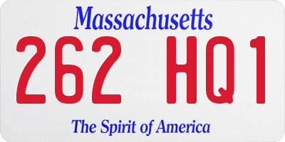 MA license plate 262HQ1