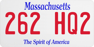 MA license plate 262HQ2