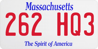 MA license plate 262HQ3