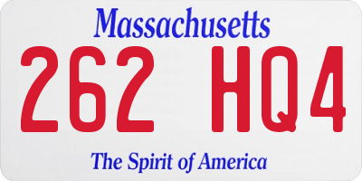 MA license plate 262HQ4