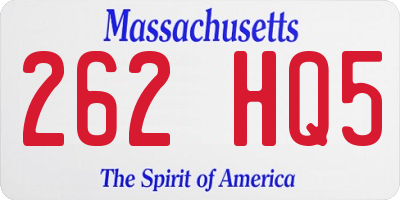 MA license plate 262HQ5