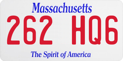 MA license plate 262HQ6