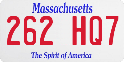 MA license plate 262HQ7