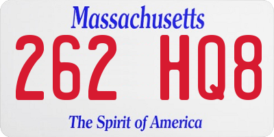 MA license plate 262HQ8
