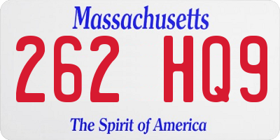 MA license plate 262HQ9
