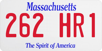 MA license plate 262HR1