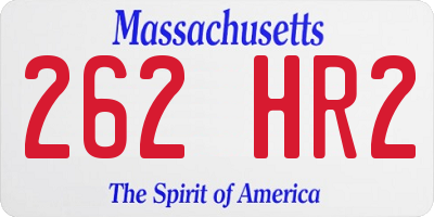 MA license plate 262HR2