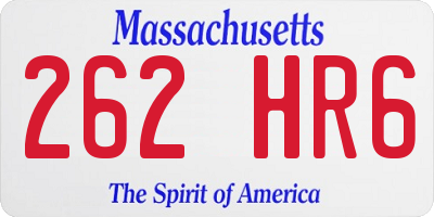 MA license plate 262HR6