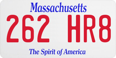 MA license plate 262HR8