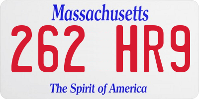 MA license plate 262HR9