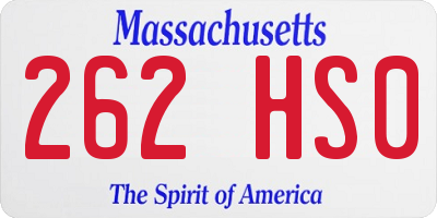 MA license plate 262HS0