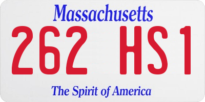 MA license plate 262HS1