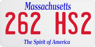 MA license plate 262HS2