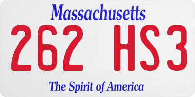 MA license plate 262HS3