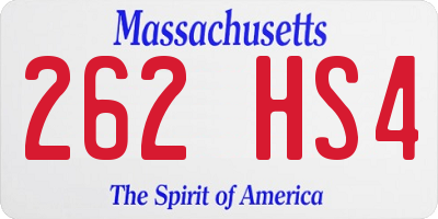 MA license plate 262HS4
