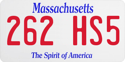 MA license plate 262HS5
