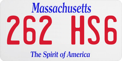 MA license plate 262HS6
