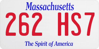 MA license plate 262HS7
