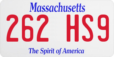 MA license plate 262HS9