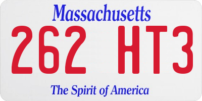 MA license plate 262HT3