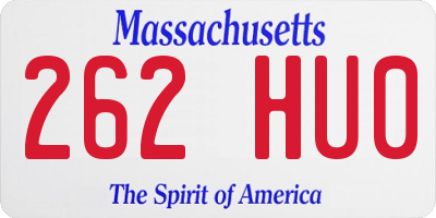 MA license plate 262HU0
