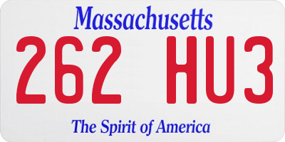 MA license plate 262HU3