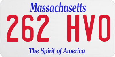 MA license plate 262HV0