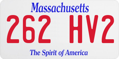 MA license plate 262HV2