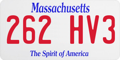 MA license plate 262HV3