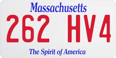 MA license plate 262HV4